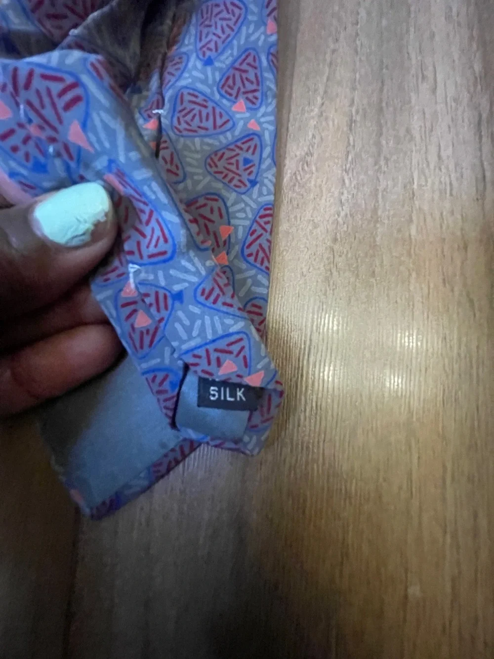 Yves Saint Laurent Blue and Pink Patterned Silk Tie